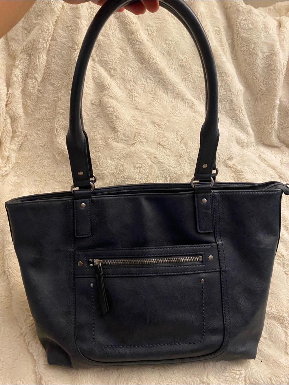 INC International Concepts navy with Interior Zip Pocket shoulder bag